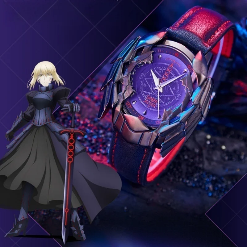 

Anime Peripheral Lucky Stone Fate Genuine Watch Saber Alter Armor Combination Quartz Watches Birthday Gift Toys