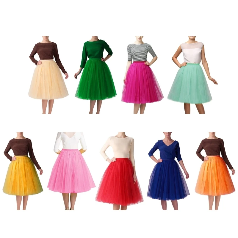 

Layered Pleated Tulle Skirt Dance Tutus Skirt Bridesmaids Petticoat Tutus Carnivals Halloween Party Midi Skirt Costumes