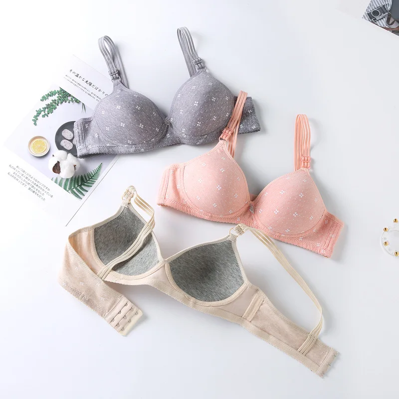 Thin Bra Traditional Thin Mold Cup for Middle-aged and Elderly Women Without Steel Ring Printed Bra Underwear