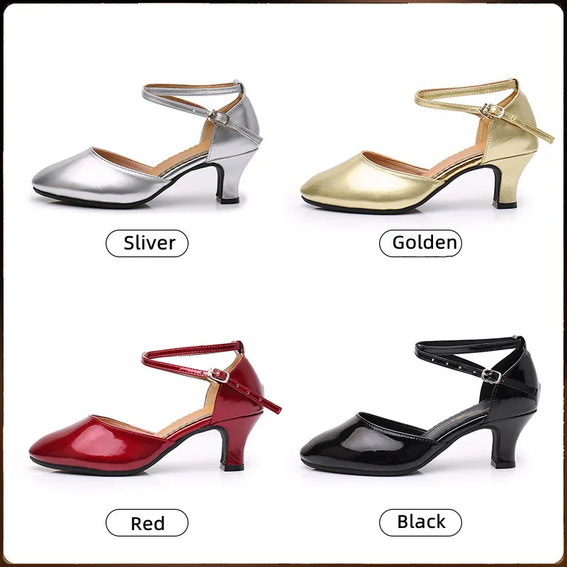 New Brand Ballroom Tango Salsa Latin Dance Shoes Girls Women\'s Closed Toe Shiny Ballroom Salsa Tango Latin Dancing Shoes