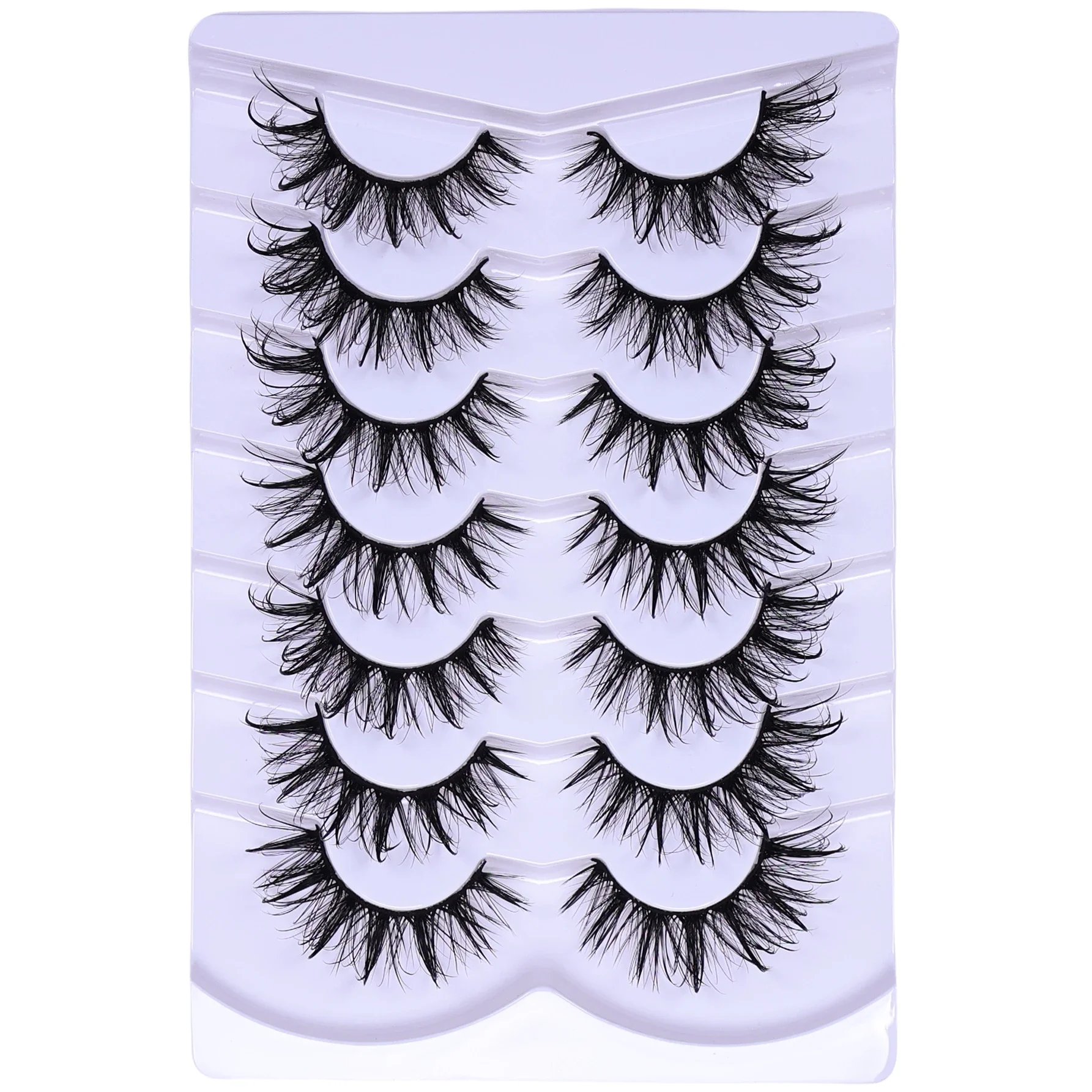 Faux cils de chat nickel é moelleux, 7 paires, look de support, contaminants, cils bouclés en D, faux cils, cils dramatiques