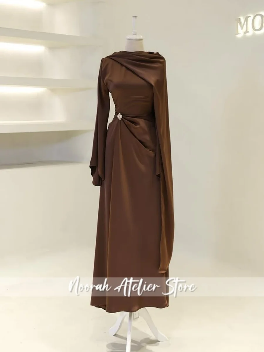 Vestidos de Noche elegantes de lujo con peplum islámico, mangas largas, Pletas de Dubái, vestido de fiesta musulmán, personalizados, novedad de 2025