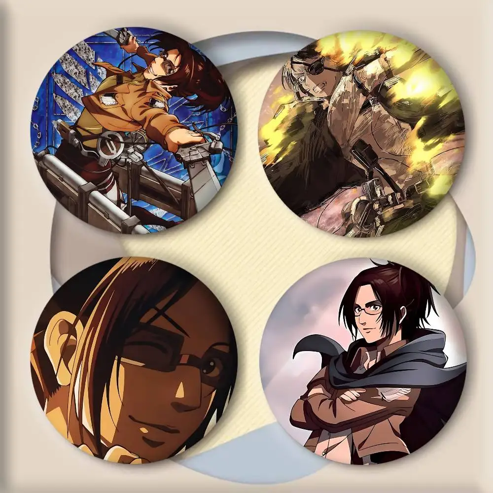 Hange Zoe Anime A-Attack On Titan Badge Tinplate Round Laser Brooch Clothes Backpack Accessories Lapel