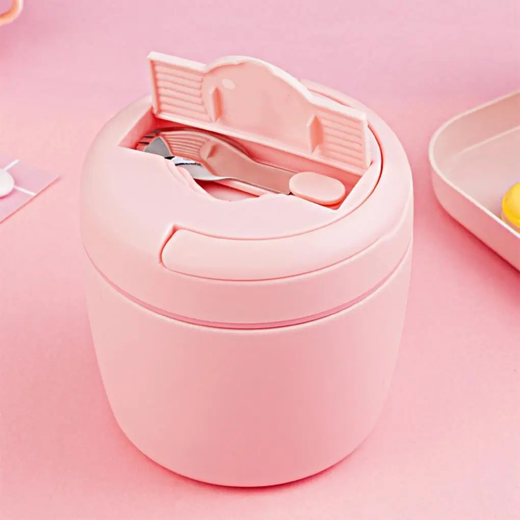 970ml 2-layer Stainless Steel Insulated lunch box Leak-proof  304 steel insulation bucket with spoon Wide Mouth Hot Food Jar