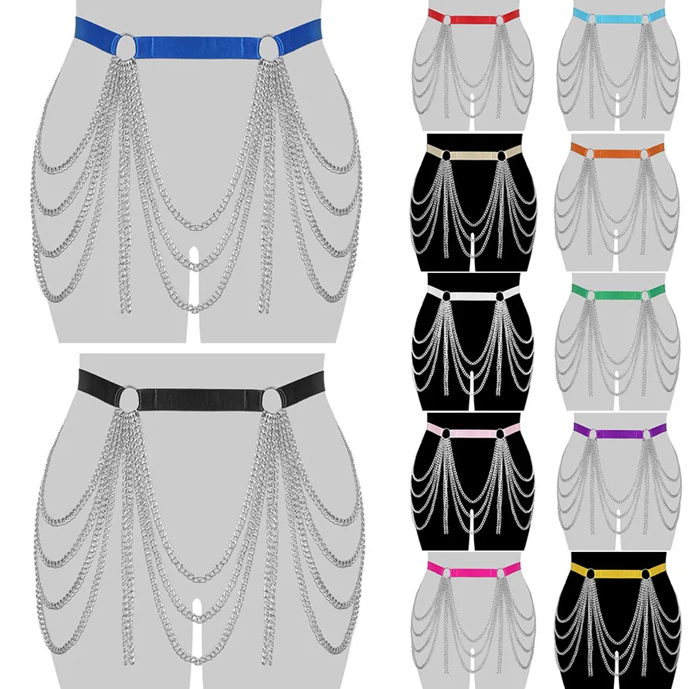 

Body Punk Harness For Plump Women Underwear Straps Bandage Garter Sexy Large Lingerie Chain Decoration Rave Wear Erotic Stocking