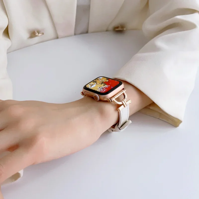 فراشة مشبك حزام جلد طبيعي ل أبل ساعة 41 مللي متر 45 44 40 42 38 49 الترا Correa الفرقة ل iWatch سلسلة 8 7 SE 6 5 4