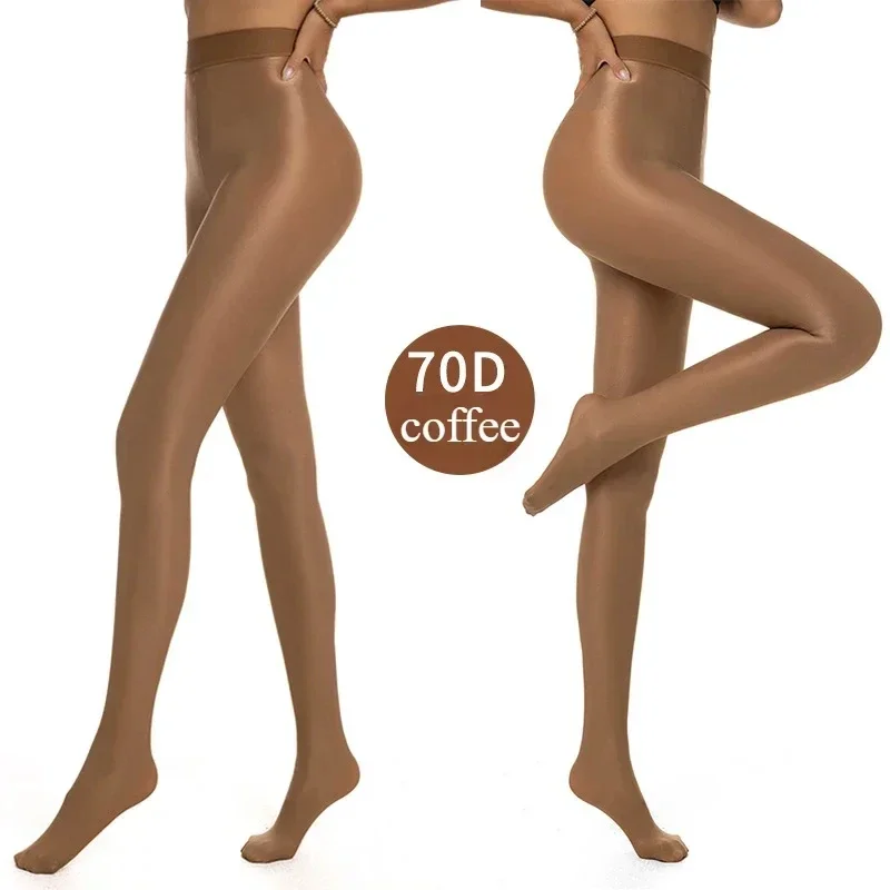 Womens 70D Plus Size Shiny Reflective Shaping Tights Compression Pantyhose Sexy for Pole Dance Singer Fitness Nightclub Wear