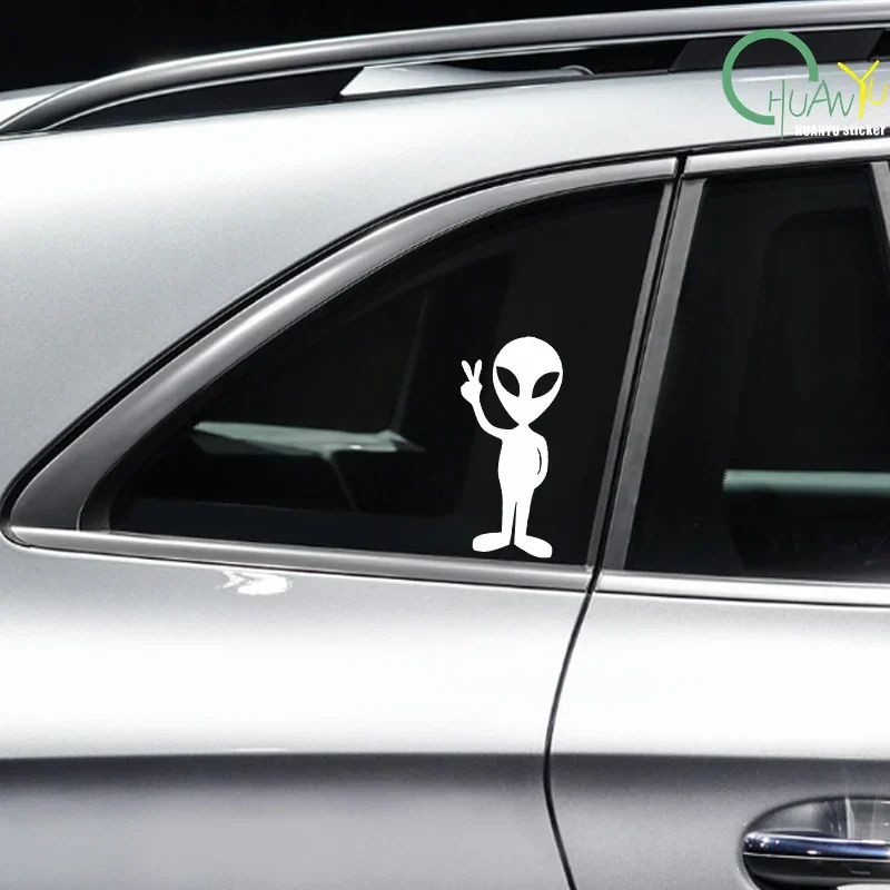 Alien Peace Sign Car Sticker Vinyl Decal Durable for Auto Window Body Styling Truck Moto Laptop Decor Accessories