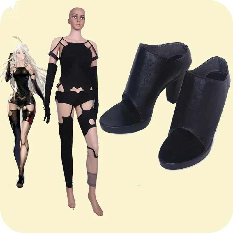 

NieR Automata 2A YoRHa Tsuki A2 Cosplay Shoes Girls Black Shoes For Halloween Cosplay Custom Made