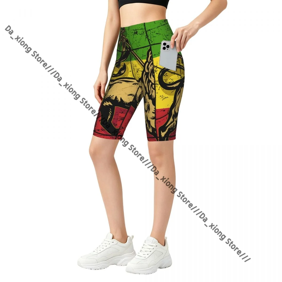 Women High Waist Yoga Shorts Lion Of Judah Flag Stretch Hip Lifting Quick Dry Fitness Sports Shorts