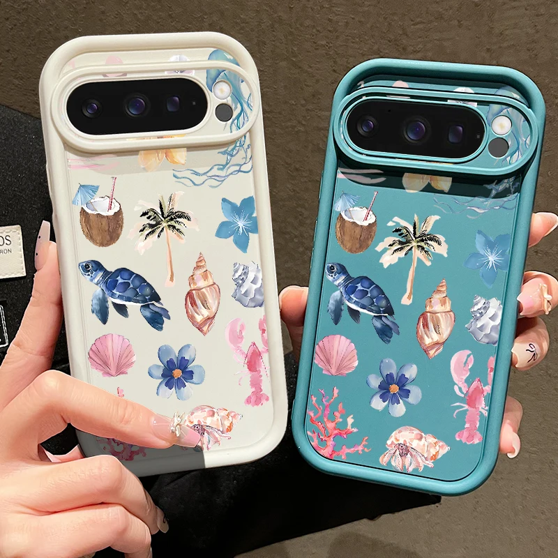 Schildkrötenpanzer-Elemente-TPU-Hülle für Google Pixel 8A 7 8 Pro 9 Pro XL 7A, stoßfeste weiche Silikon-Telefonabdeckung für Pixel 9 8 7 Pro