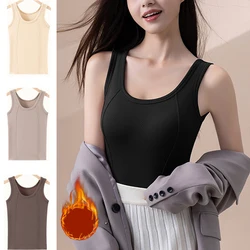 1pcs Woman Thermal Underwear Winter Pockets Thermo Lingerie Warm Top Plus Size Wear Thermo Vest  Undershirt No Chest Cushion