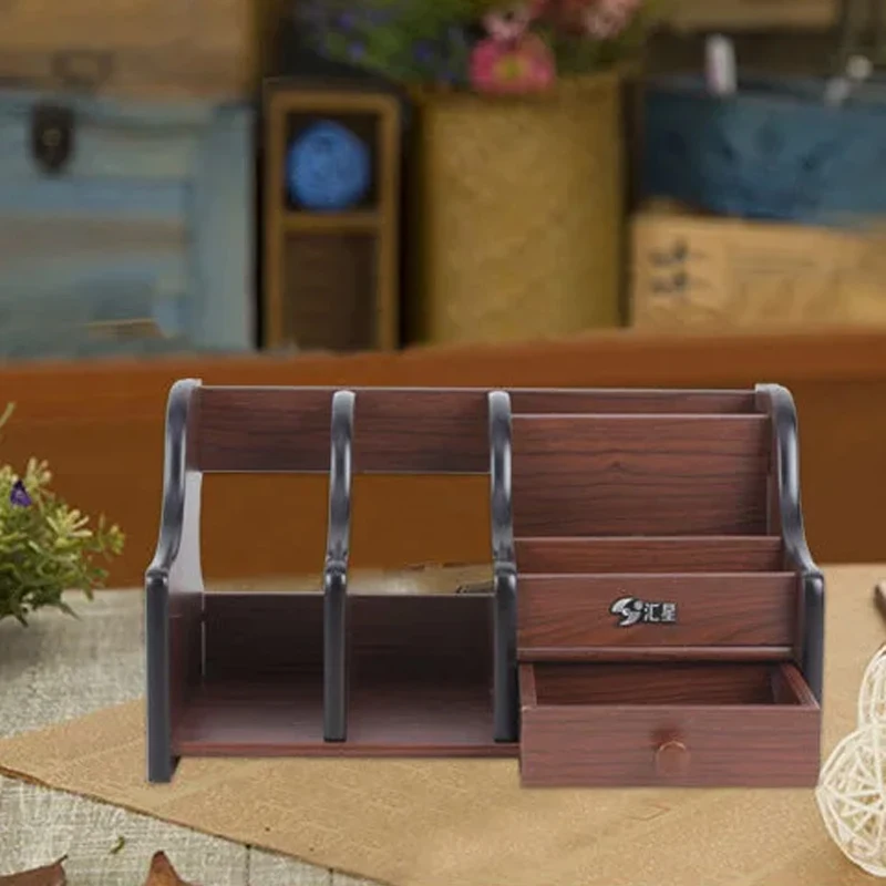 Wooden Storage Box Desktop Rotary Creative Pen Holder Household Office Cosmetics Paper Box Gift Can Be Printed