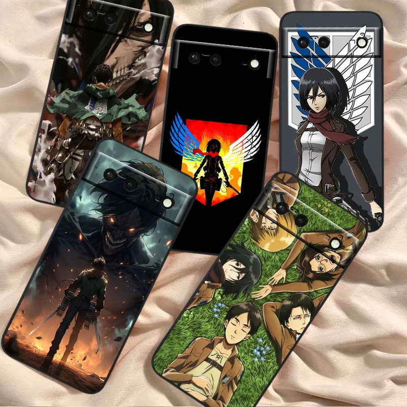 

AAttack On Titan Anime Fashion For Google Pixel 8 7A 7 6A 6 5A 5 4 4A XL 5G Black Silicon Shockproof Shell Back Phone Case