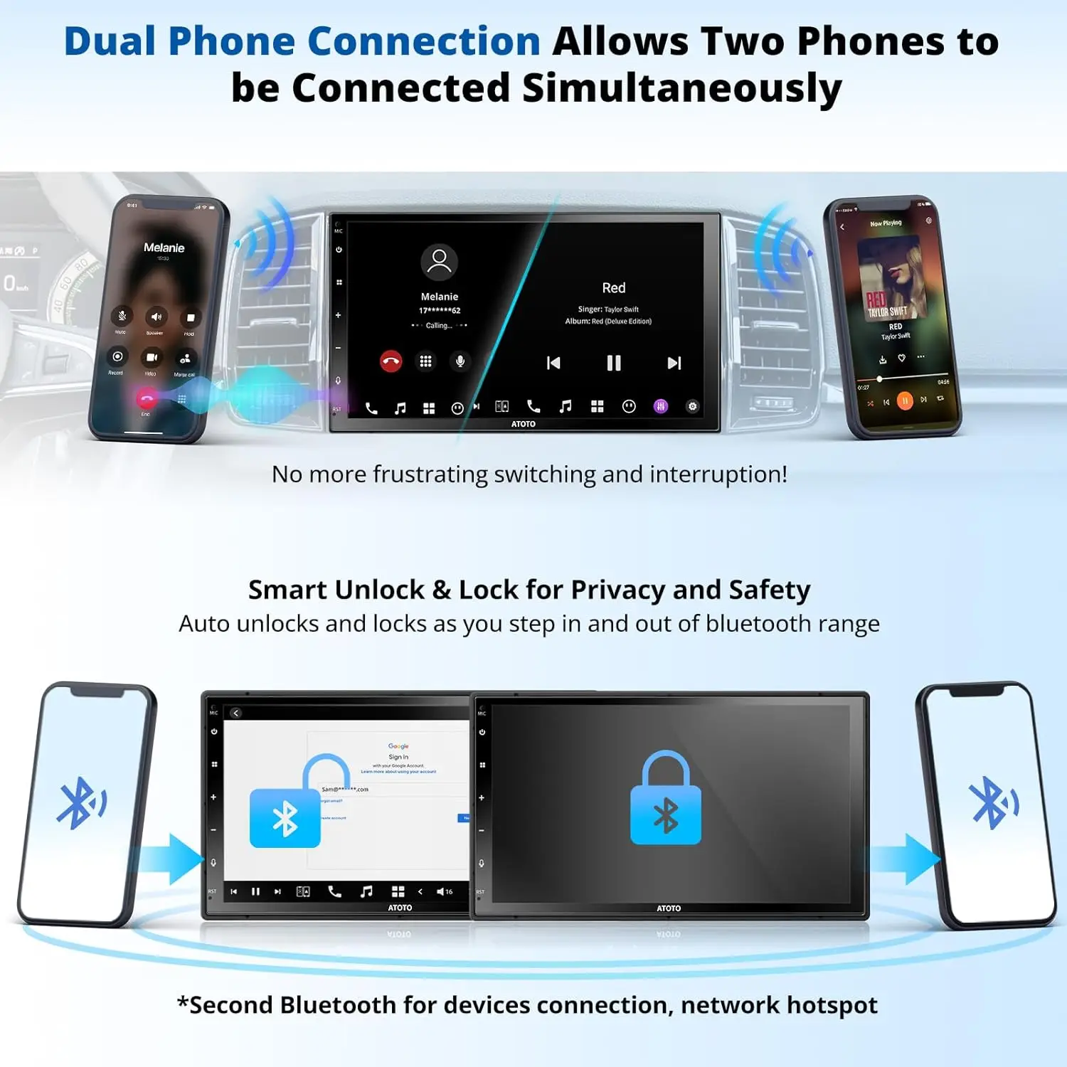 AC-44F60 시계 밴드 스타일 다기능 무선 리모컨, X10G2B7E용, 7인치 더블 딘