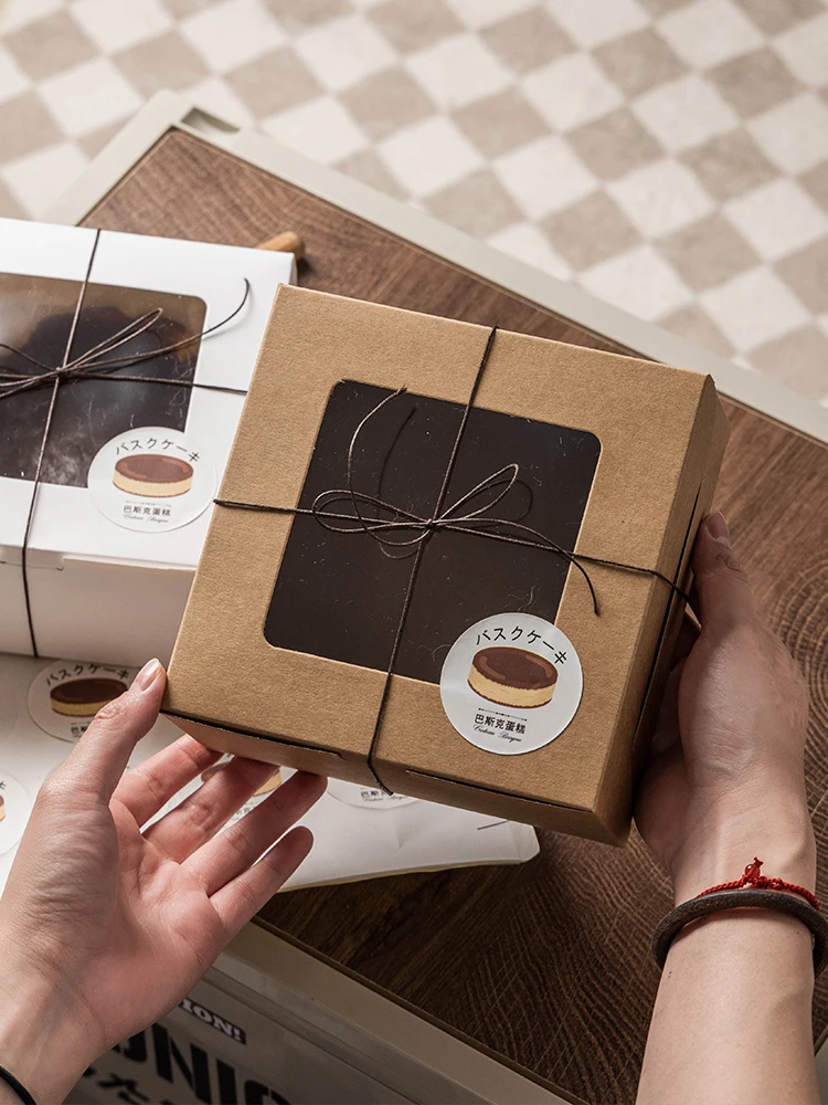

Double Layer Cheesecake Paaging Box Baker's ght Four/Six Inch Bask Ice Cheese Whipped Cr Cake Paaging Box