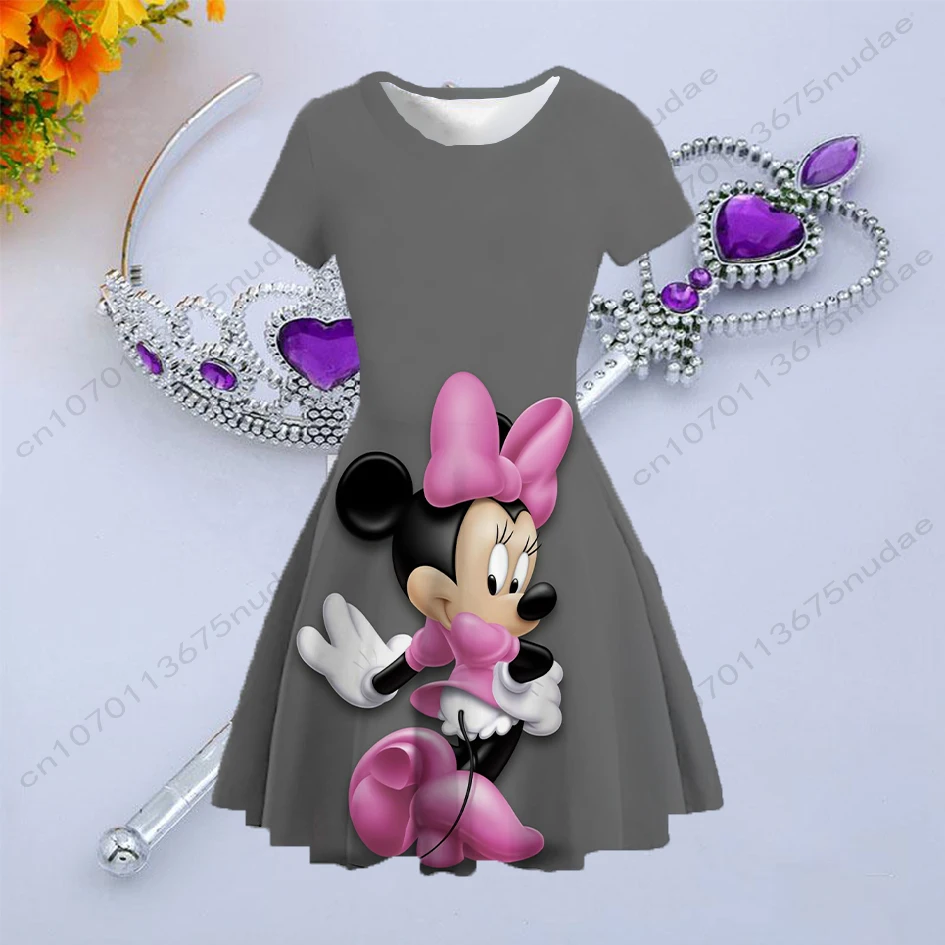 Casual and comfortable cartoon Minnie print fairy tale series cute funny colors rich cute characters girl dress