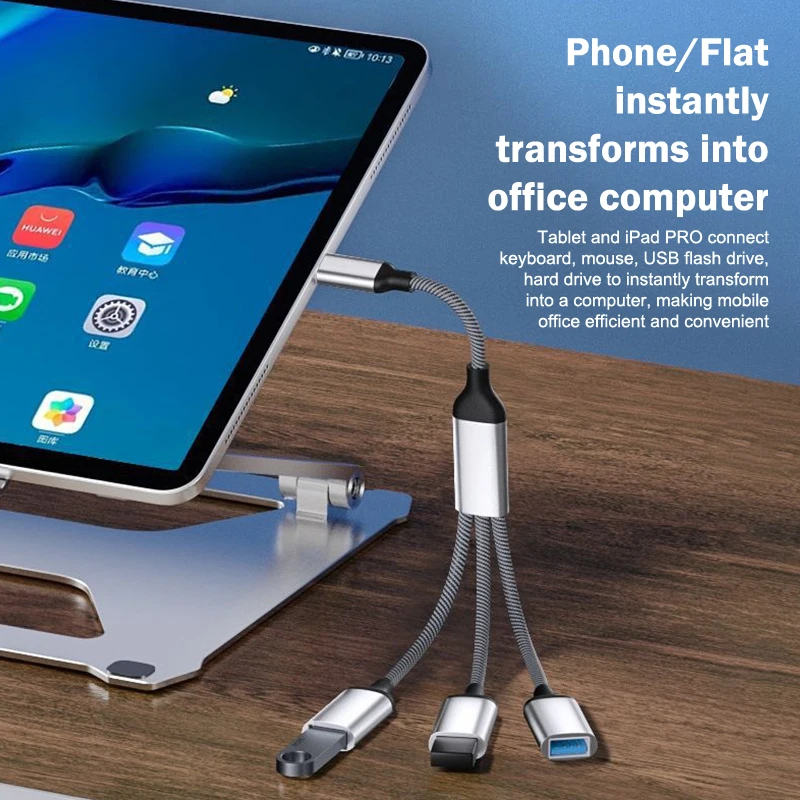 1 Stecker auf 2 3 Buchse HUB USB C Typ-C OTG Adapter Y Splitter Stecker Datenübertragung Ladegerät Kabel für Telefon Tablet Erweiterte Hub