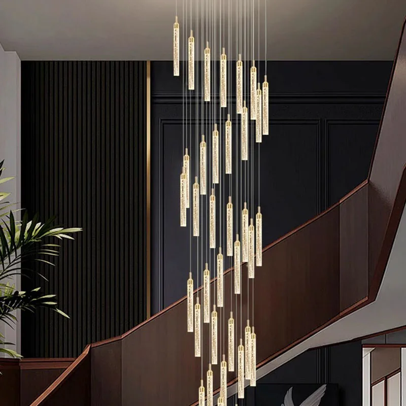 Imagem -03 - Modern Crystal Chandelier For Home Decoration Stair Pendant Lamp Living Room Pendant Lights Iluminação Interior