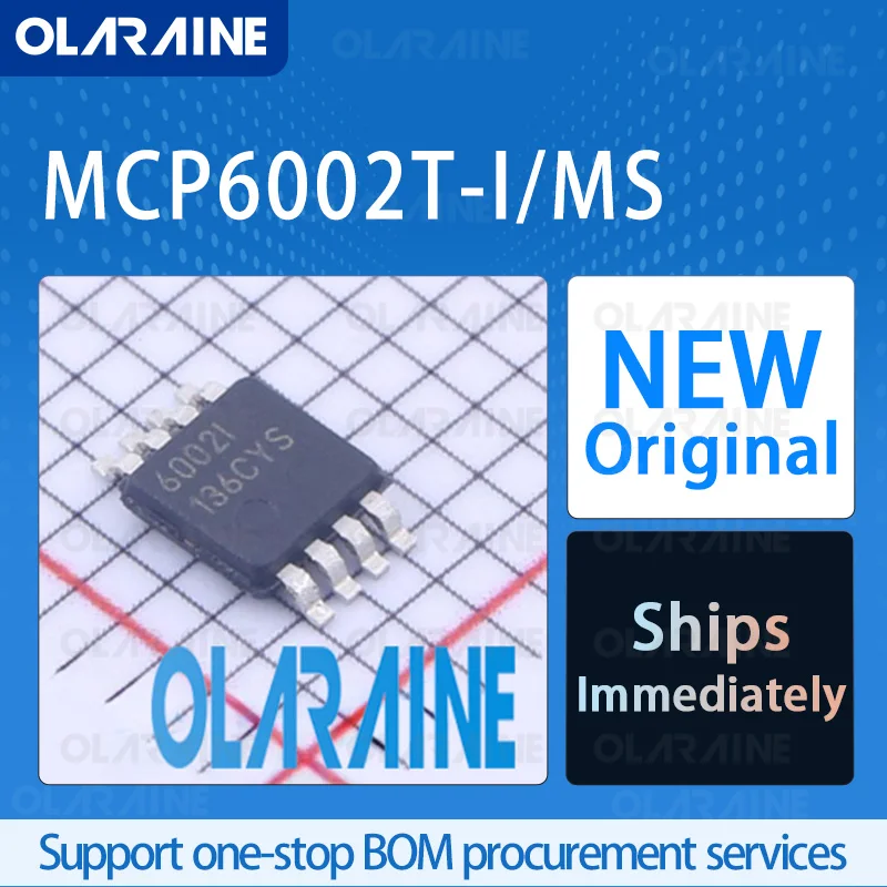 

10/50/100Pcs MCP6002T-I/MS MSOP-8 Original IC Chip Op Amp RoHS 2 Channel GBP- 1 MHz SR - 600 mV/us Vos -4.5 mV Ib - 1 pA