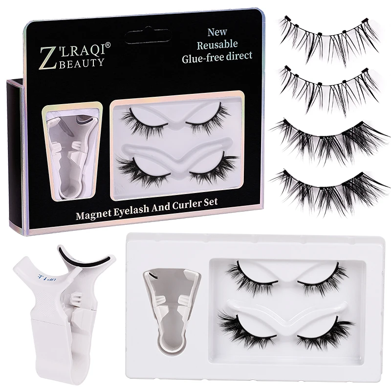 2 pairs of small circular magnetic false eyelashes lightweight, invisible circular magnetic eyelashes with eyelash curler 3D nat