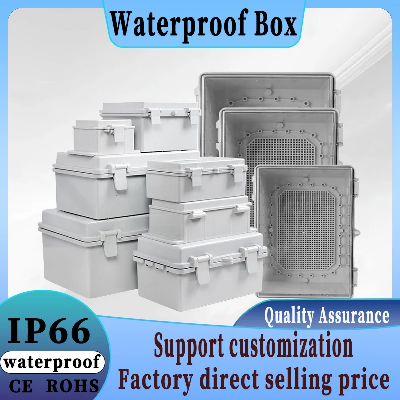 

IP66 Waterproof Gray/Transparent Cover Enclosure Juction Box ABS Plastic Outdoor Seal Power Case Distribution Box Hinge case