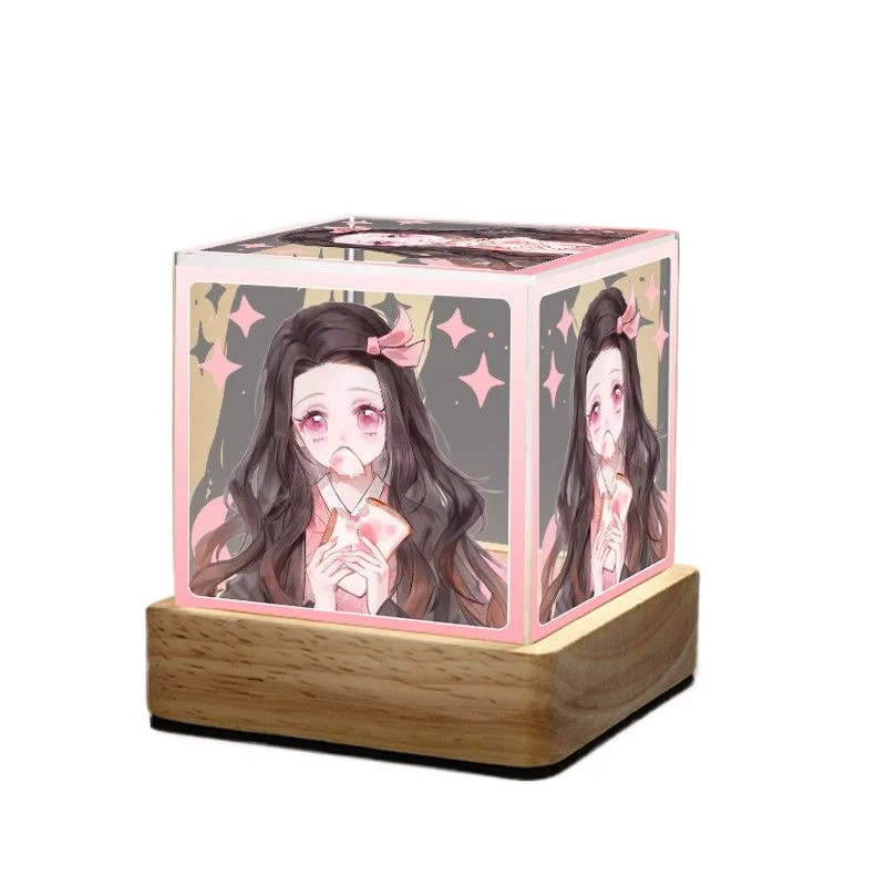 Demon Slayer Kamado Nezuko Anime Cartoon Cute Acrylic Glowing Stand Kawaii 2D Bedroom Atmosphere Night Light Ornament Gift view 2