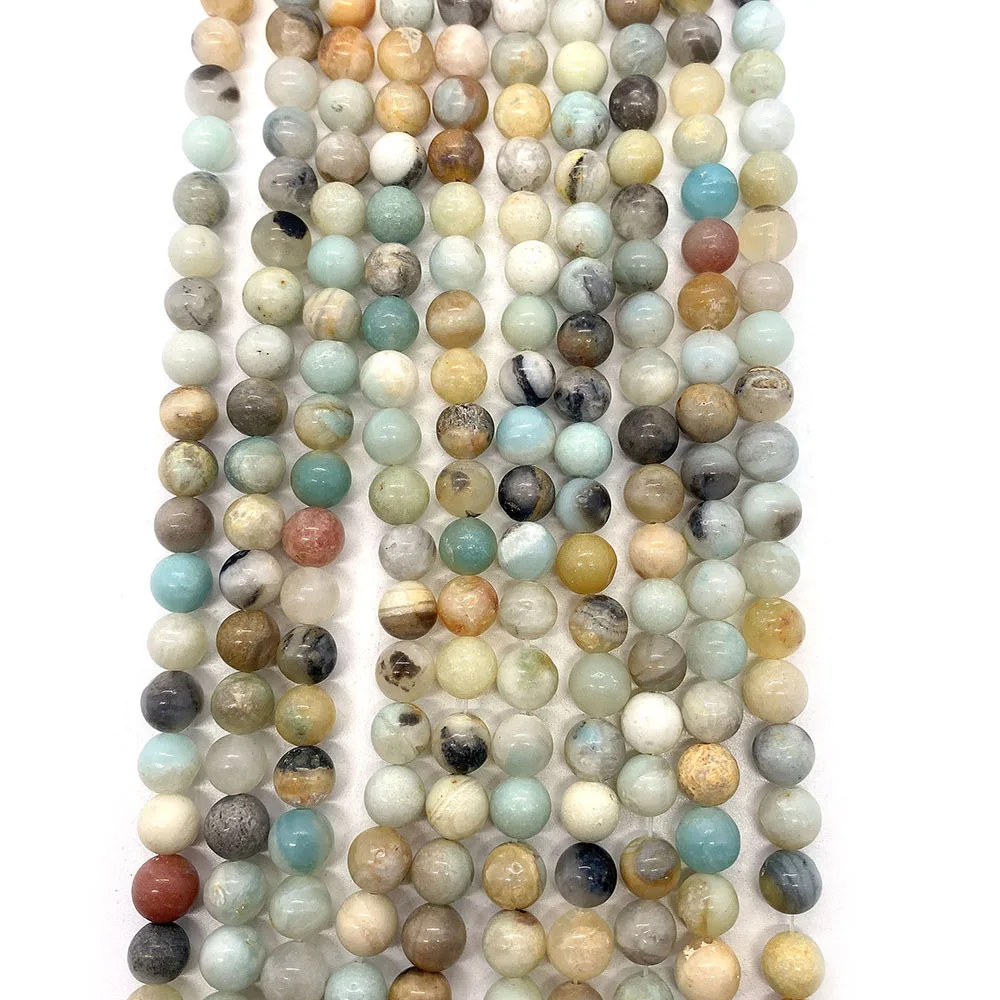 6/8/10 مللي متر الطبيعية امازونيتي جولة مصقول فضفاض حبة الإكسسوار 1 ستراند DIY بها بنفسك صنع قلادة الموضة سوار مجوهرات