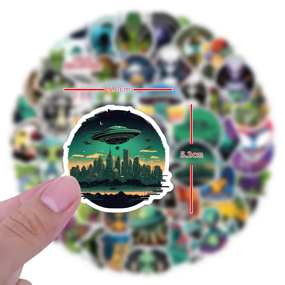 10/62Pcs Alien Stickers Exoplanets Ship UFO Colorful Decorative Sticker for Laptop Phone Case Luggage Suitcase Stationery