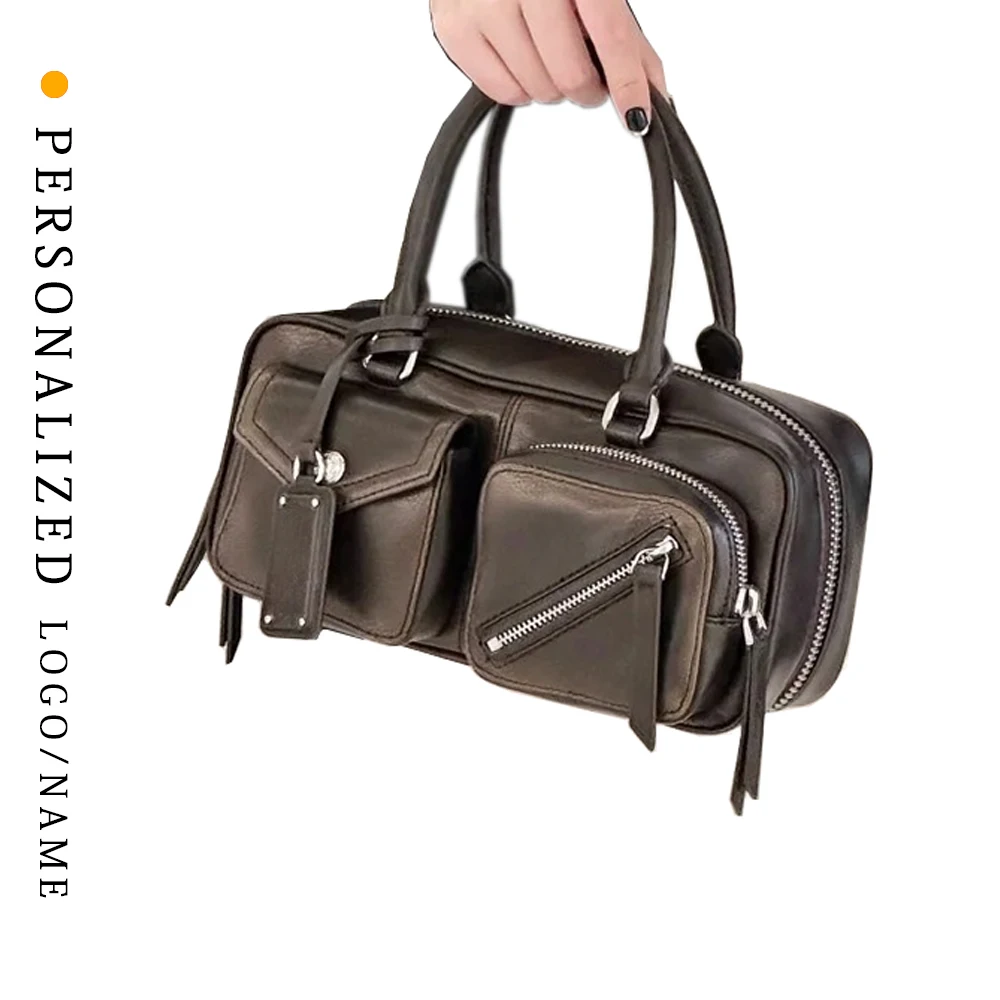 

New Personalized Custom Women's Bag Custom Gold Stamping Ladies Motorcycle Bag Large Capacity Retro Fashionable Single-shoulder