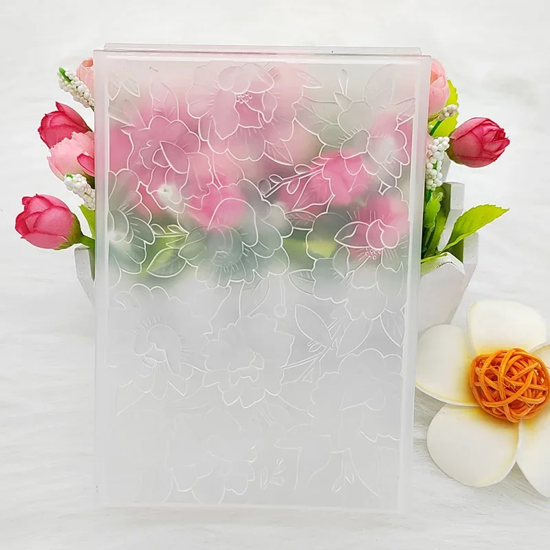 Blooming 3d Embossed Folder For Handmade Brick Wall Pebble Leaf And Letter Background Greeting Card Clipbook 2022 New