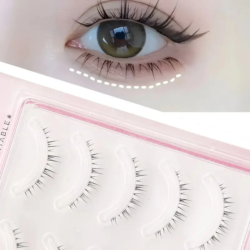 5 pairs of ultra-fine transparent eyelash curler under false eyelashes, suitable for beginners' manga and cat eye styles