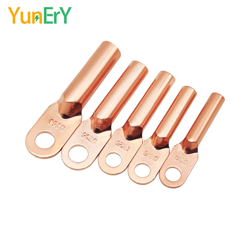 1PCS DT-10 DT-16 DT-25 DT-35 DT-50 DT-70 Crimp Terminal Wire Terminal Ring Connector Cable Connector Copper Tinned Wiring Lugs