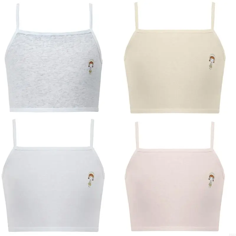 

R66D Youth Camisole Bra Girls Tube Top Solid Color Comfortable for Active Girls Aged 9 to 12 Years Daily Comfort