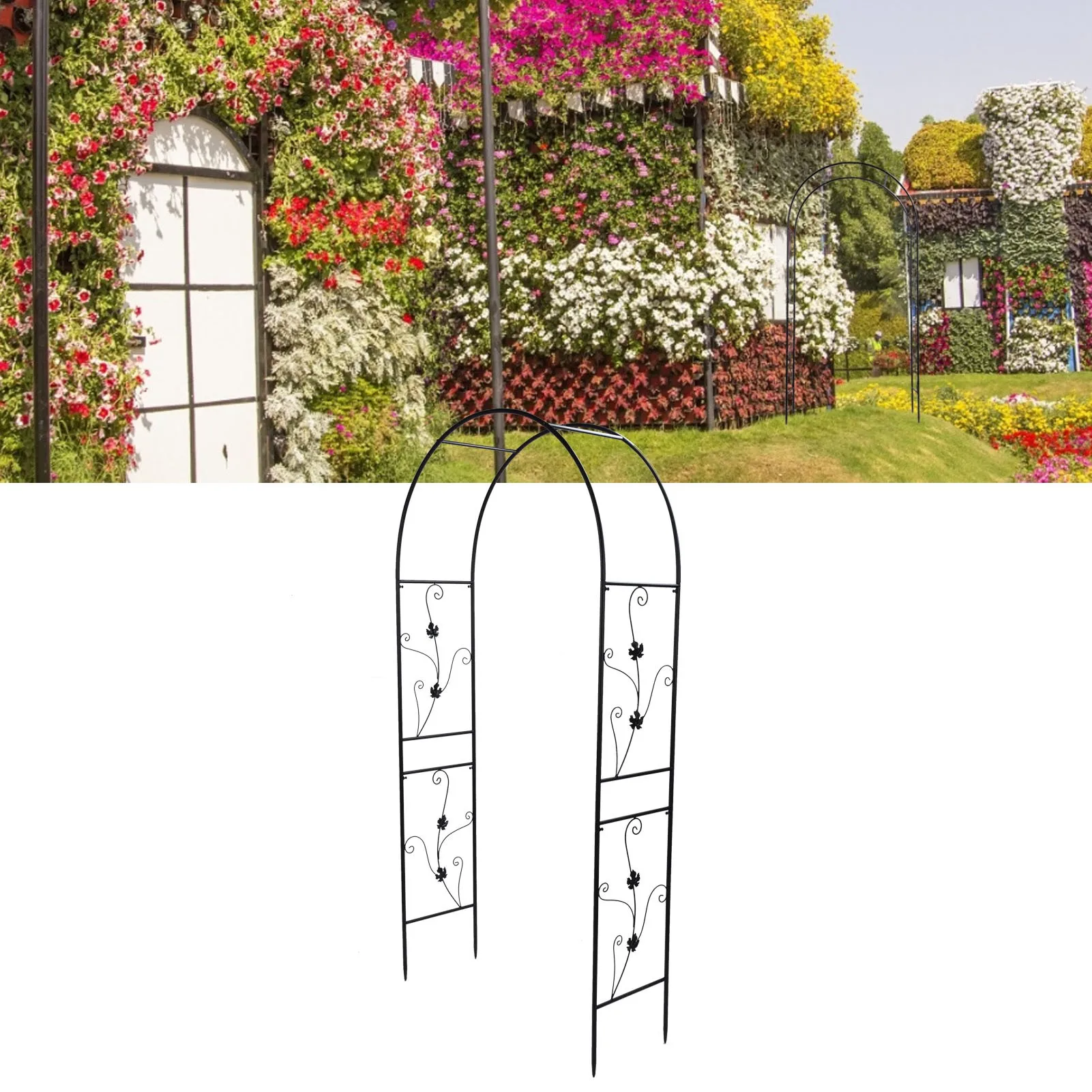 

Garden Arch Plants Archway Outdoor Garden Arch Plant Climbing Frame Support Rack Lawn Backyard Decoration Black Garden Accessory