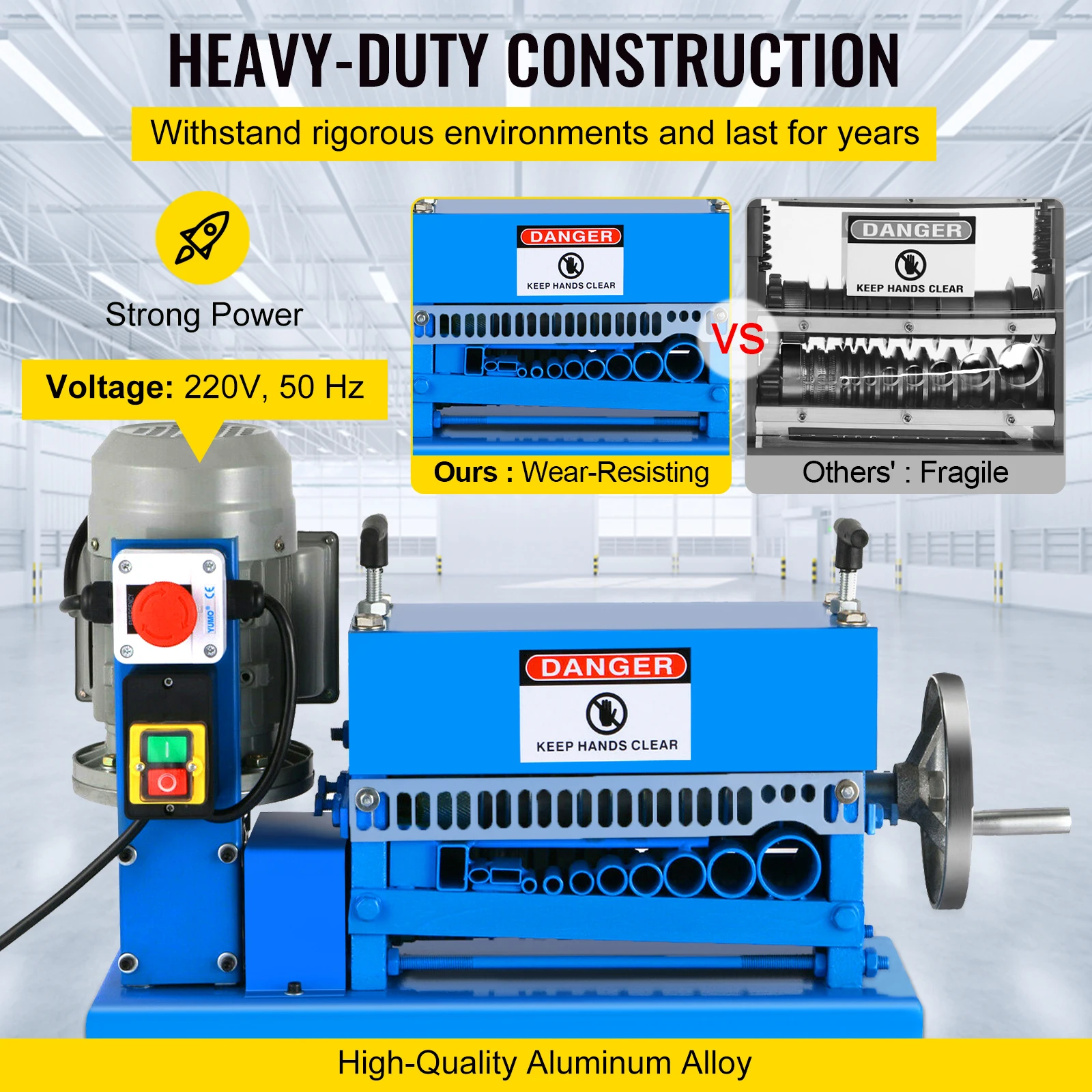 VEVOR Best Price Wire Stripping Machine 1.5mm-38mm Cable Stripper Peeling W/ 11 Channels & 10 Blades Removing Plastic Rubber