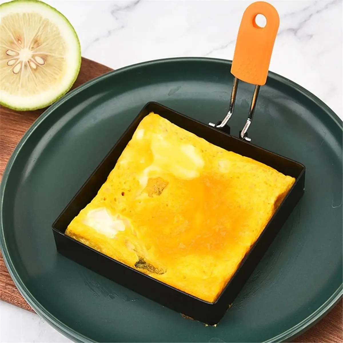 【MUST-HAVE LIST】 4pcs Non Stick Frying Pan with Silicone Handle, Non Stick Stainless Steel Egg Mold,Stainless Steel Baking Mold