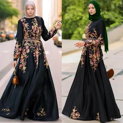 Eid Muslim Abaya for Women Party Dresses Jalabiya Flower Print Vestidos Morocco Dubai Abayas Islam Arab Long Robe Ramadan Kaftan