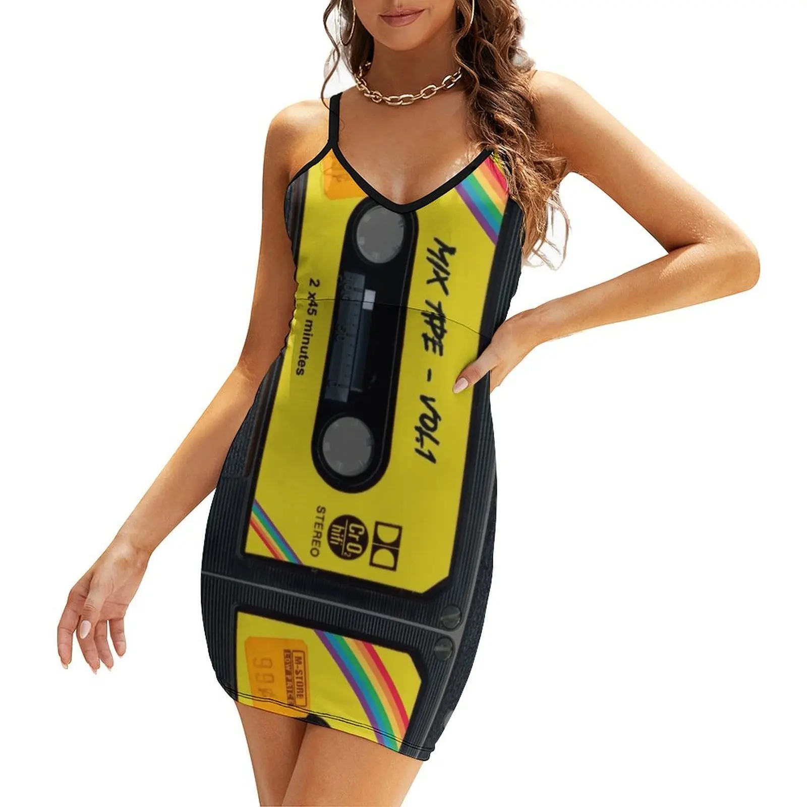 

Cassette tape, nostalgy, retro, cool. Sling Dress dress women elegant luxury Dress vintage woman sexy