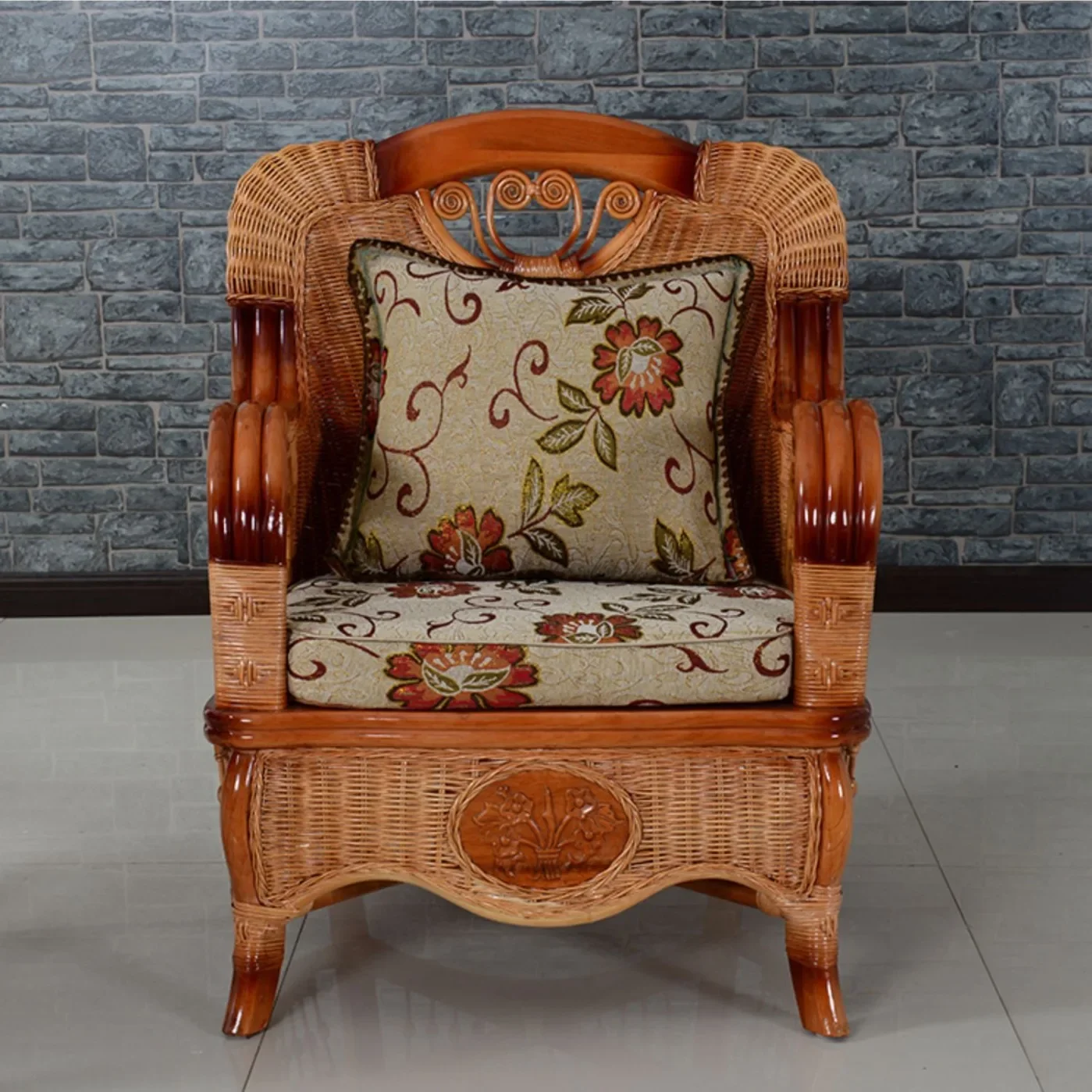 

old-fashioned wood living room combination office rattan Yiteng woven antique rattan chair sofa