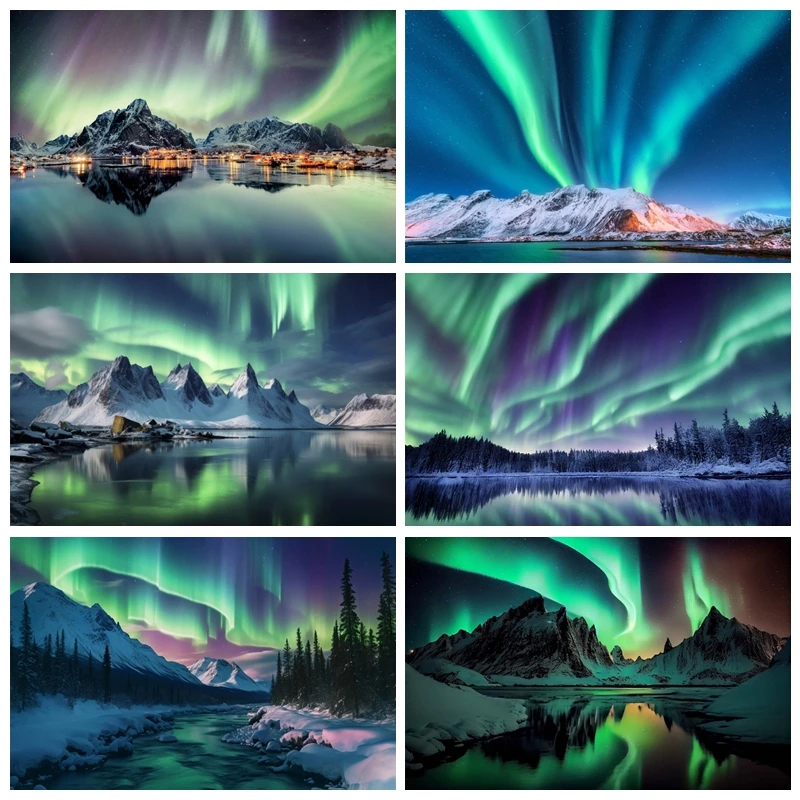 Natural Scenery Aurora Backdrops For Photography Landscape Polar Night Backgrounds Wild Party Portrait Photographic Photo Studio