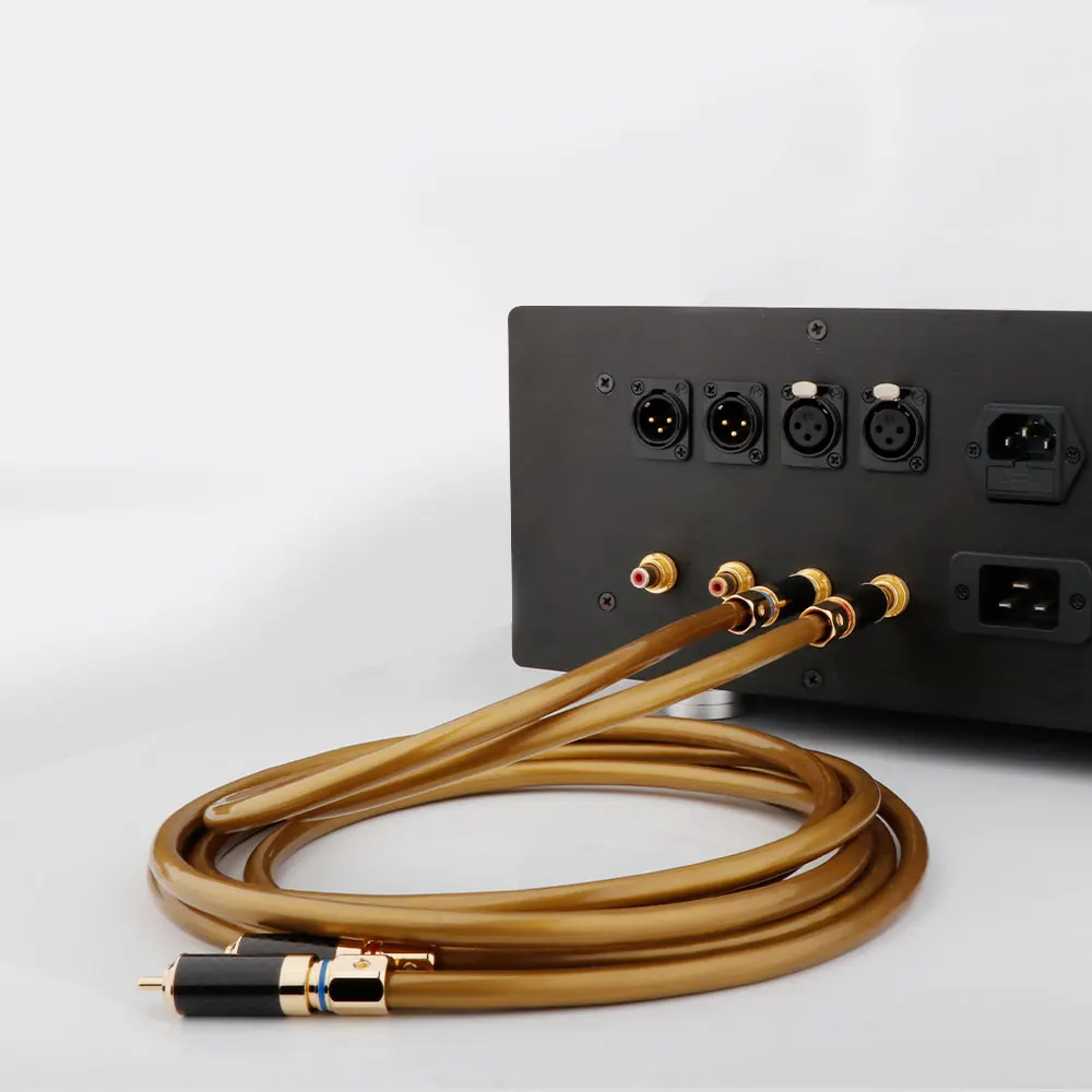 

Пара кабелей Preffair X421 HI Fi Hi-Fi аудио Golden 5-C с разъемом RCA из углеродного волокна, аудиокабель