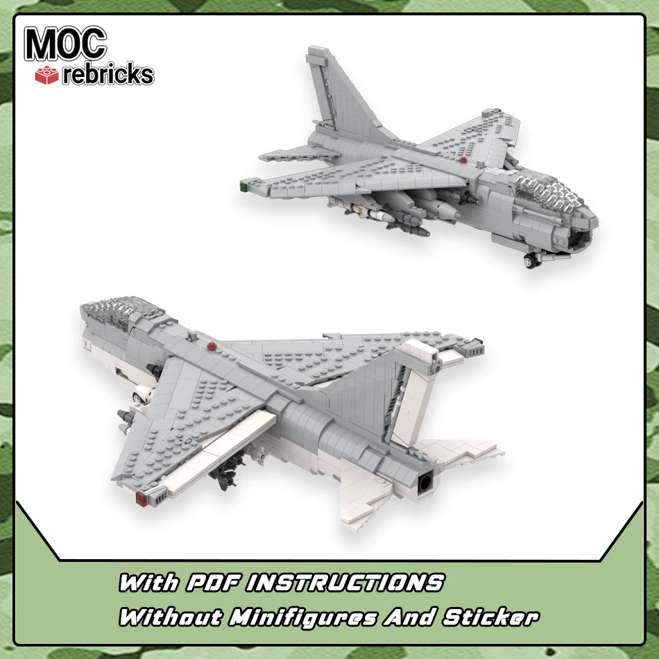 MOC Brick Battlefield Series  A-7 Corsair II Military Shipboard Fighter Aircraft Model Building Blocks Assembled Toys Gift