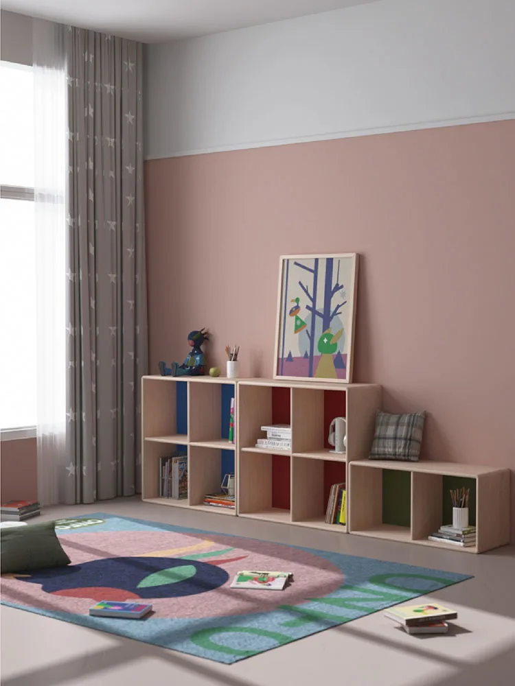 Furniture, solid wood children's bookshelves, colorful stackable bookshelves, toys