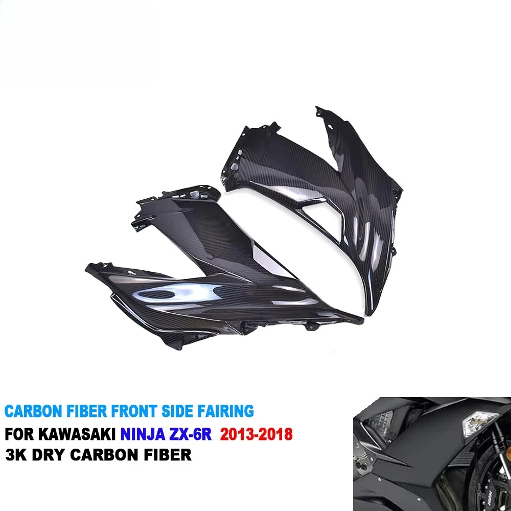 

100% Full 3K Dry Carbon Fiber Motorcycle Front Upper Side Panel Fairings for Ninja ZX-6R 2019+