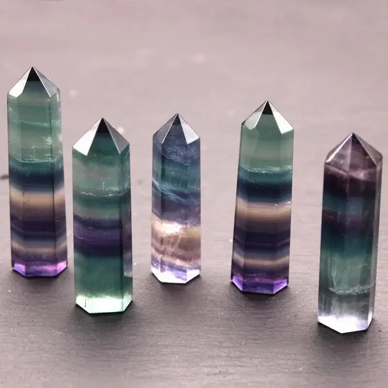 Natural Colorful Fluorite Obelisk Crystal Healing Stone Natural Quartz Home Decor Reiki Polished Point Stone Decoration Crafts