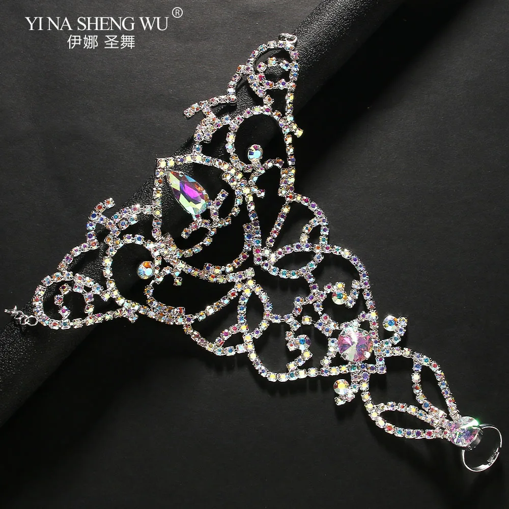 Braccialetto alla caviglia in cristallo di danza del ventre Set di gioielli per le donne semplice catena di braccialetti con strass colorati decorazione esagerata