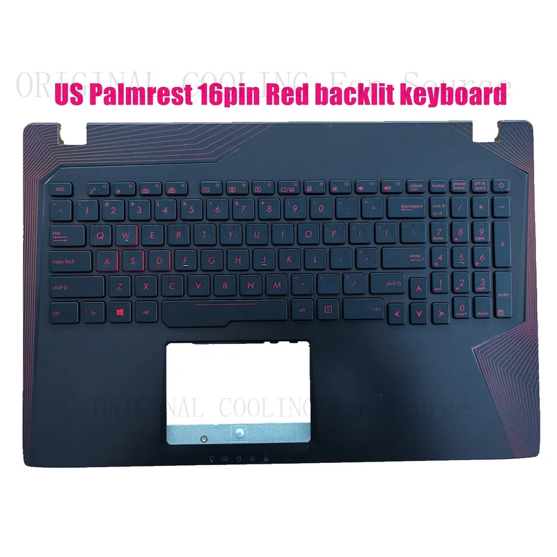 R+  US Palmrest 16pin Red backlit keyboard for Asus FX53VD FX553VD ZX53VD GL553VD