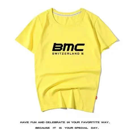 BMC American Racing Team Men Summer Pure Cotton Letter Printed T-shirt Tour De France Cycling Short Sleeved Parenting T-shirt