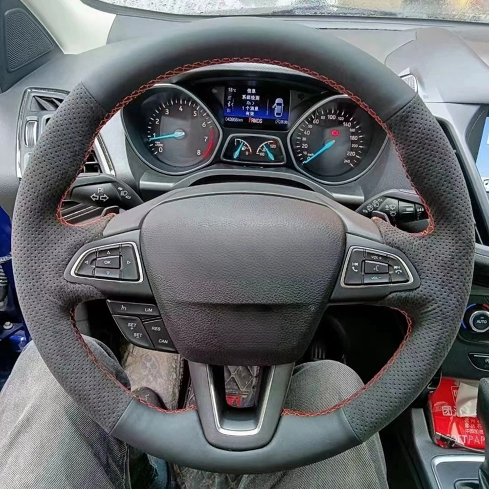Osłona na kierownicę do samochodu antypoślizgowy warkocz zamszowa kierownica dla Ford Focus (RS | ST | ST-Line) Kuga Ecosport (ST-Line)